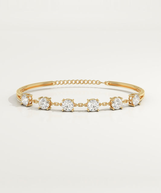 1 TCW Round Shaped Lab-Grown Diamond Chained Bangle Bracelet