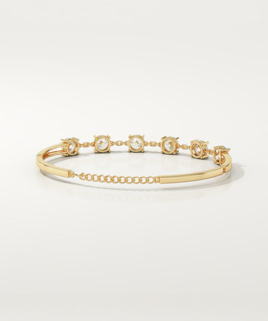 1 TCW Round Shaped Lab-Grown Diamond Chained Bangle Bracelet