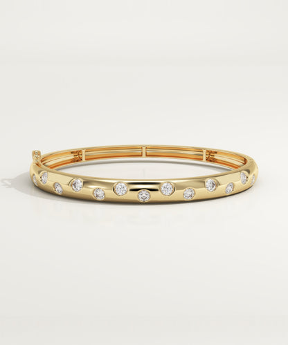 0.85 TCW Round Shaped Lab-Grown Diamond Flush Setting Bangle Bracelet