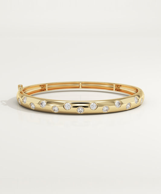 0.85 TCW Round Shaped Lab-Grown Diamond Flush Setting Bangle Bracelet