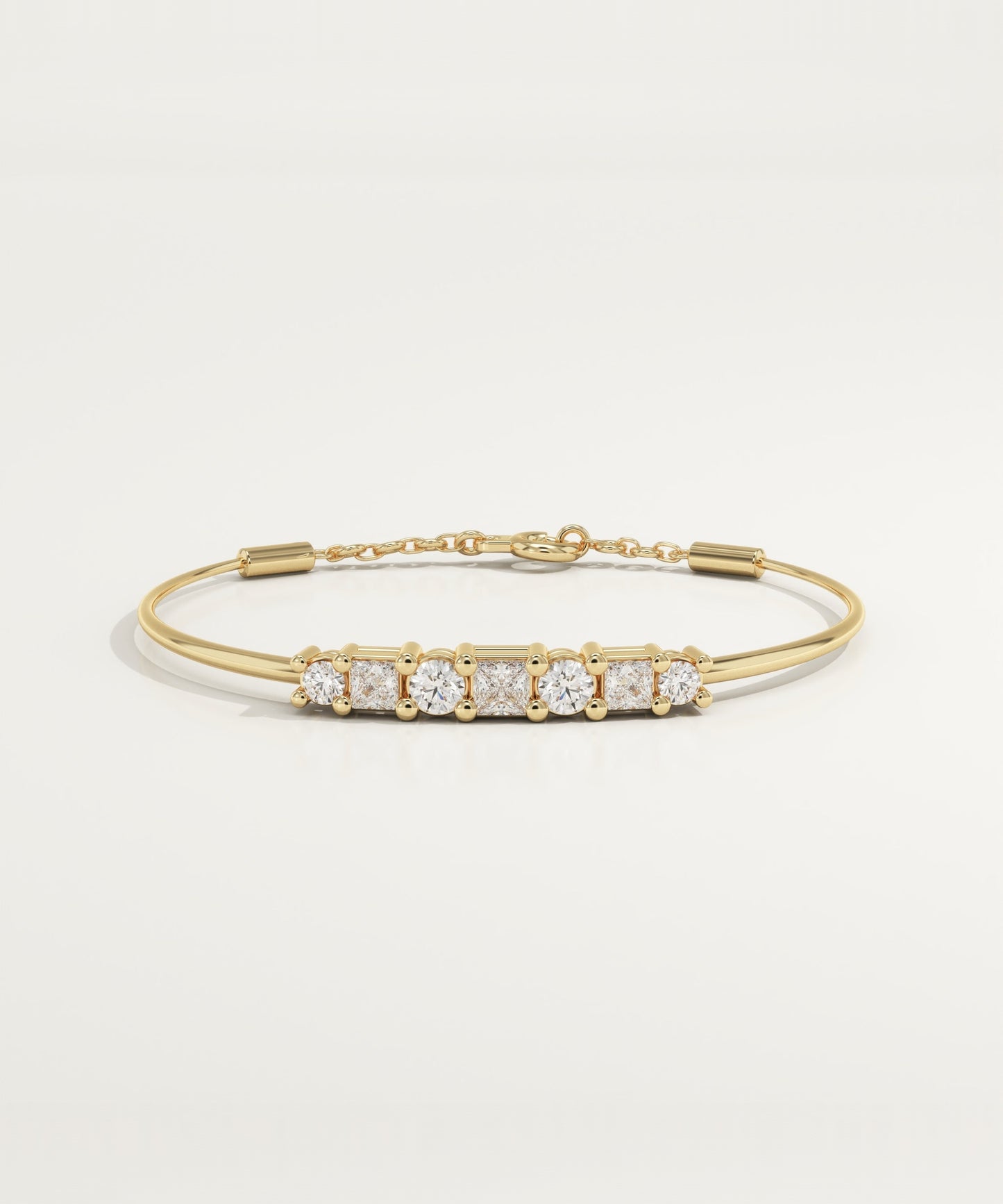 0.37 TCW Round & Princess Shaped Lab-Grown Diamond Multi Stone Bangle Bracelet
