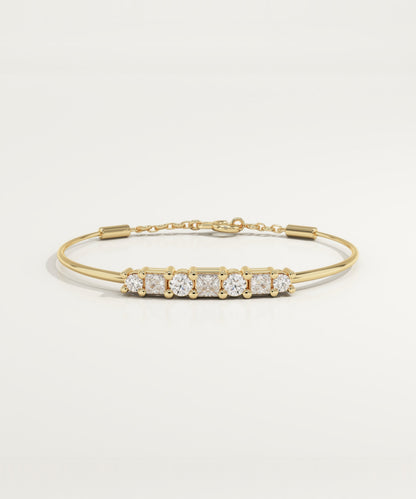 0.37 TCW Round & Princess Shaped Lab-Grown Diamond Multi Stone Bangle Bracelet
