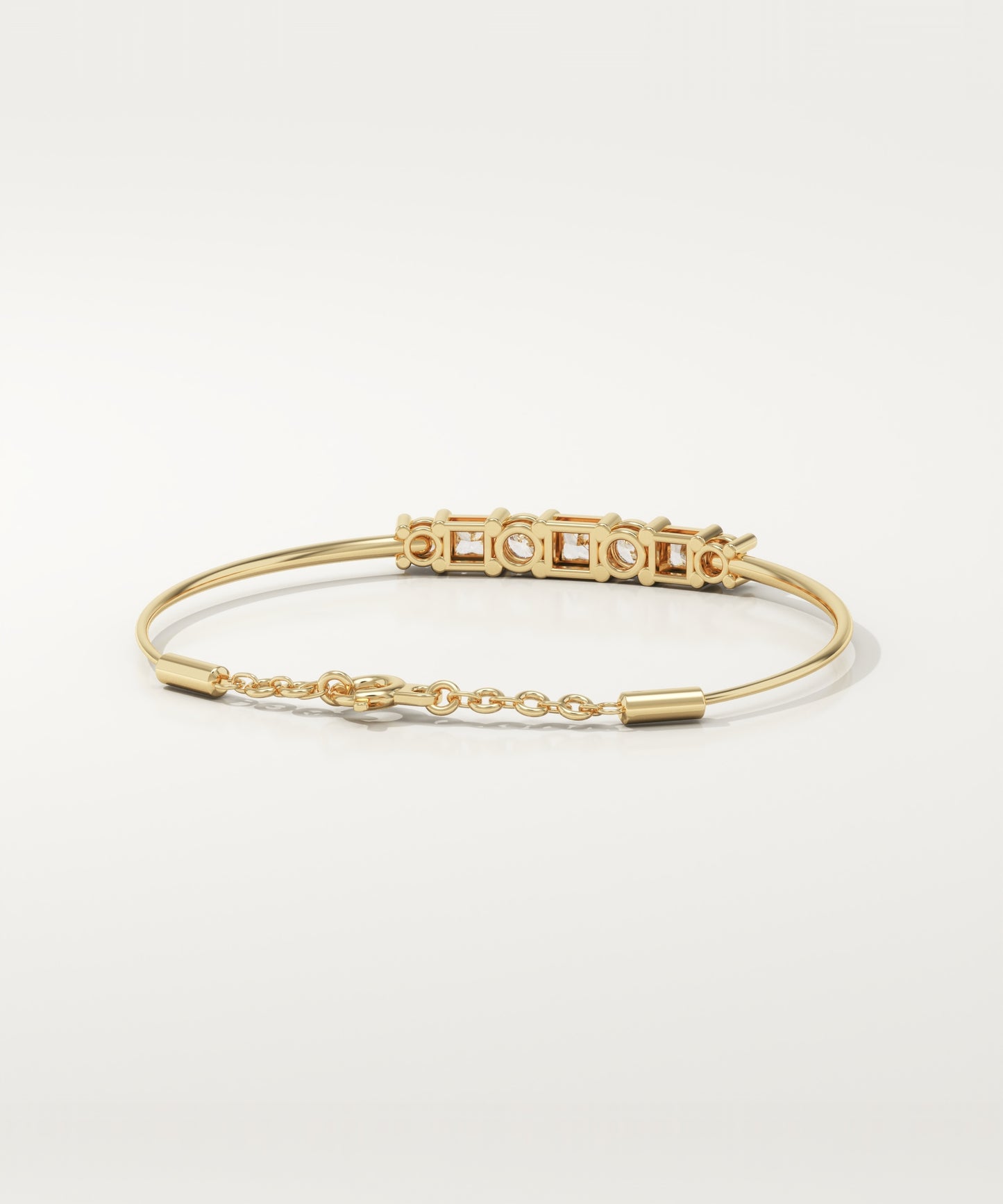 0.37 TCW Round & Princess Shaped Lab-Grown Diamond Multi Stone Bangle Bracelet