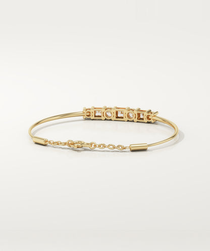 0.37 TCW Round & Princess Shaped Lab-Grown Diamond Multi Stone Bangle Bracelet