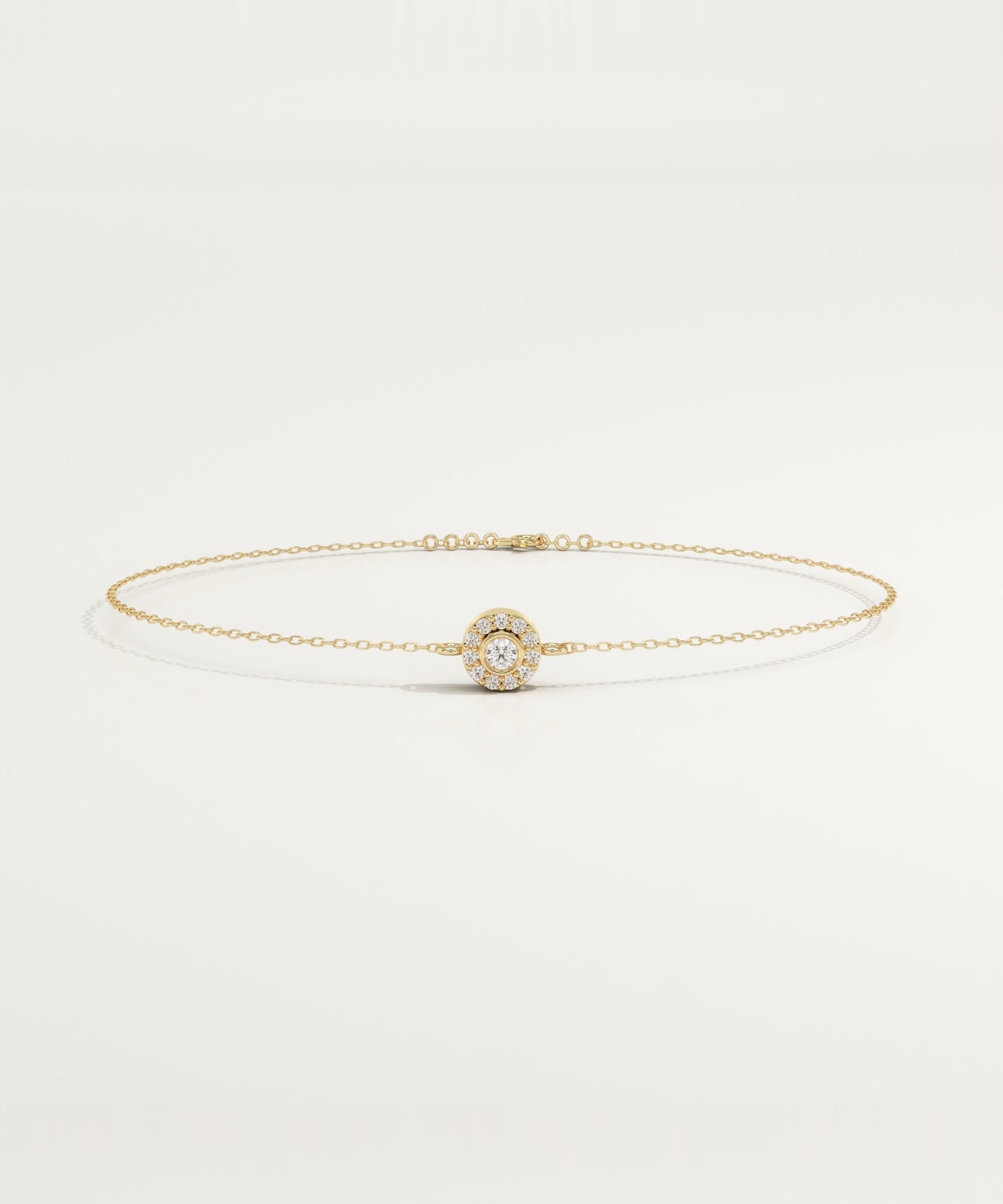 0.24 TCW Round Shaped Lab-Grown Diamond Halo Chained Bracelet