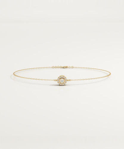 0.24 TCW Round Shaped Lab-Grown Diamond Halo Chained Bracelet