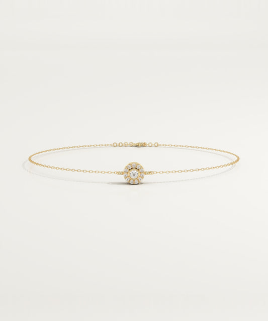 0.24 TCW Round Shaped Lab-Grown Diamond Halo Chained Bracelet