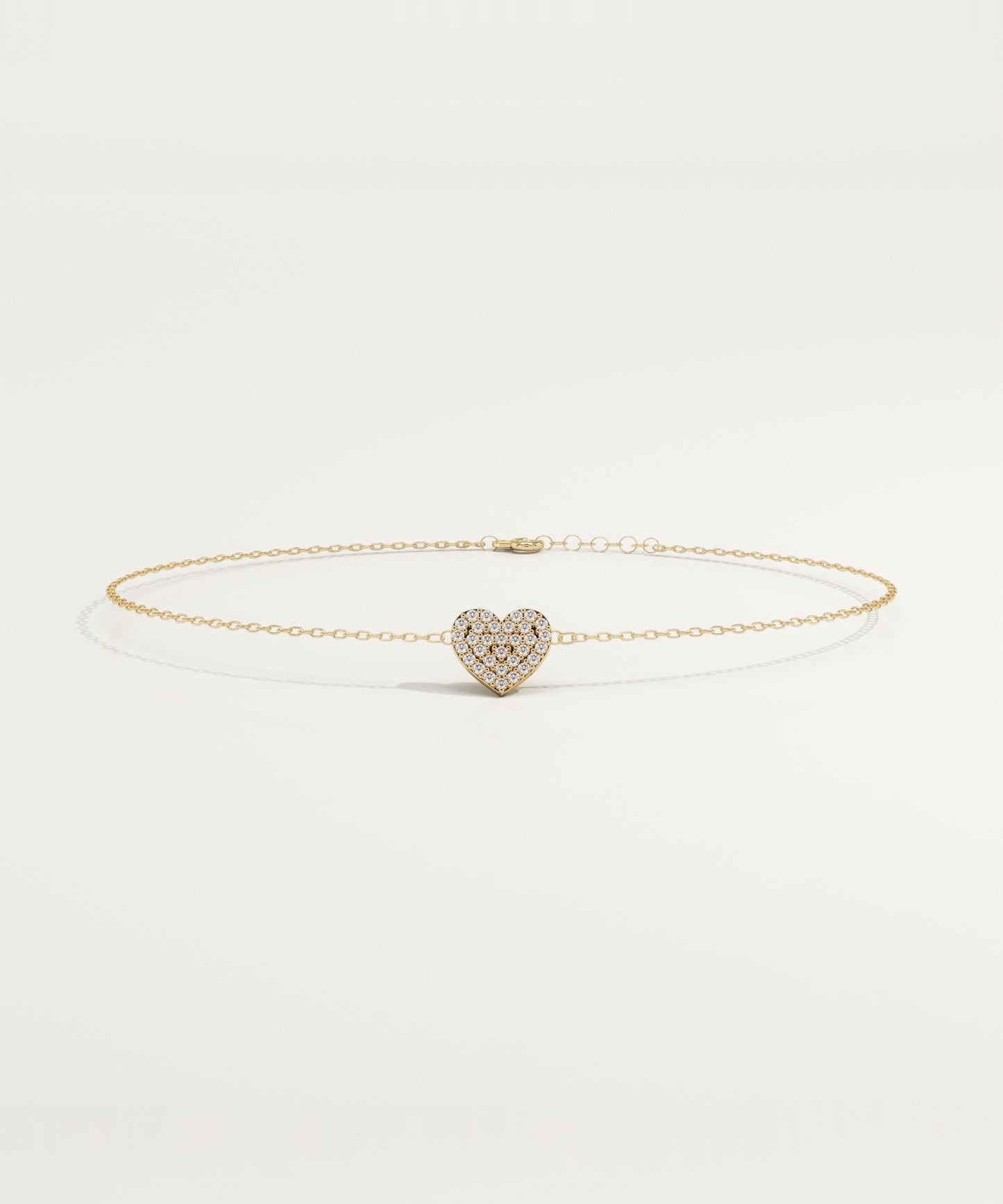 0.2 TCW Round Shaped Lab-Grown Diamond Heart Chained Bracelet