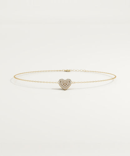 0.2 TCW Round Shaped Lab-Grown Diamond Heart Chained Bracelet