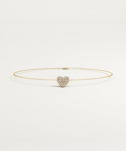 0.2 TCW Round Shaped Lab-Grown Diamond Heart Chained Bracelet