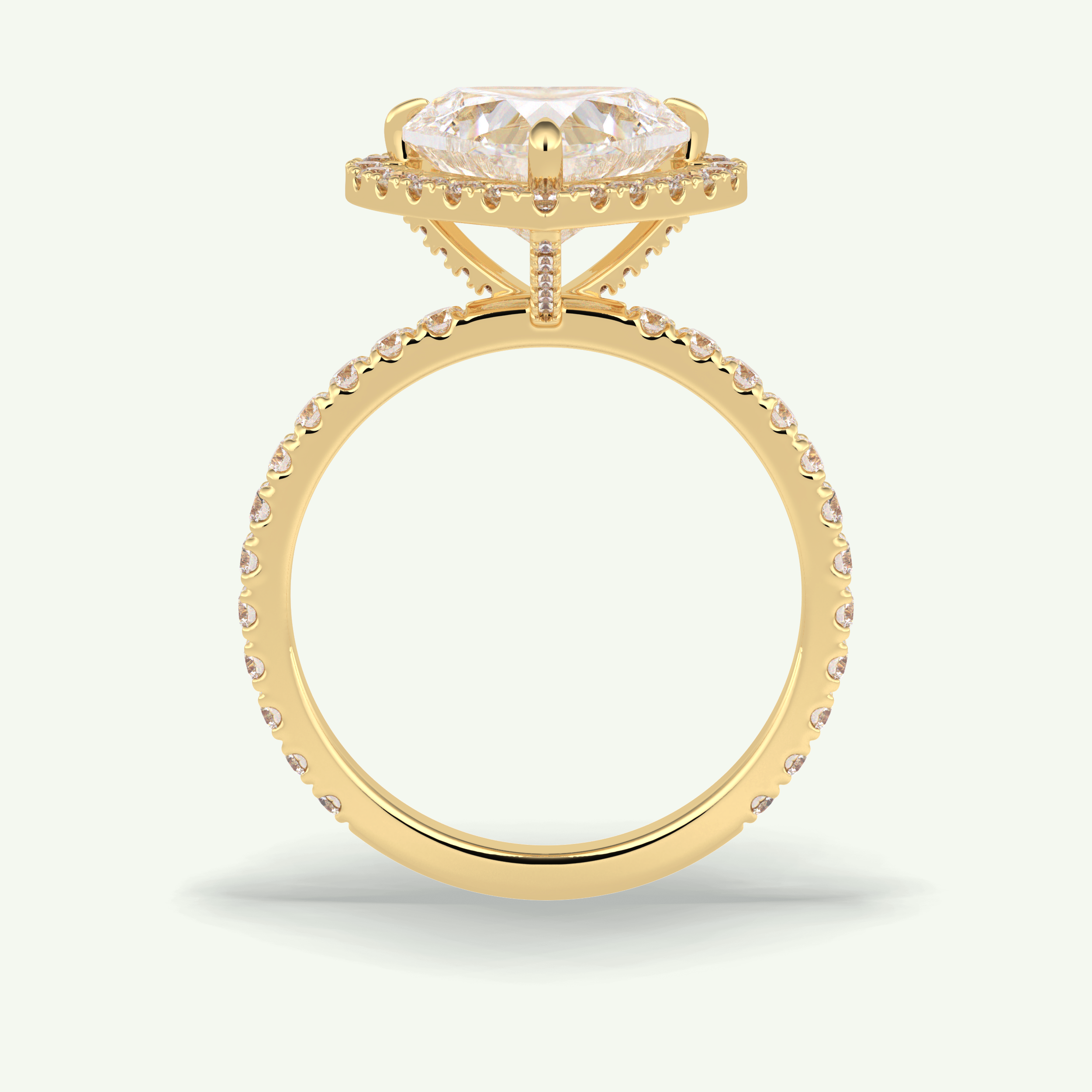 2.55 CT Heart Cut Halo & Pave Lab Grown Diamond Engagement Ring 7