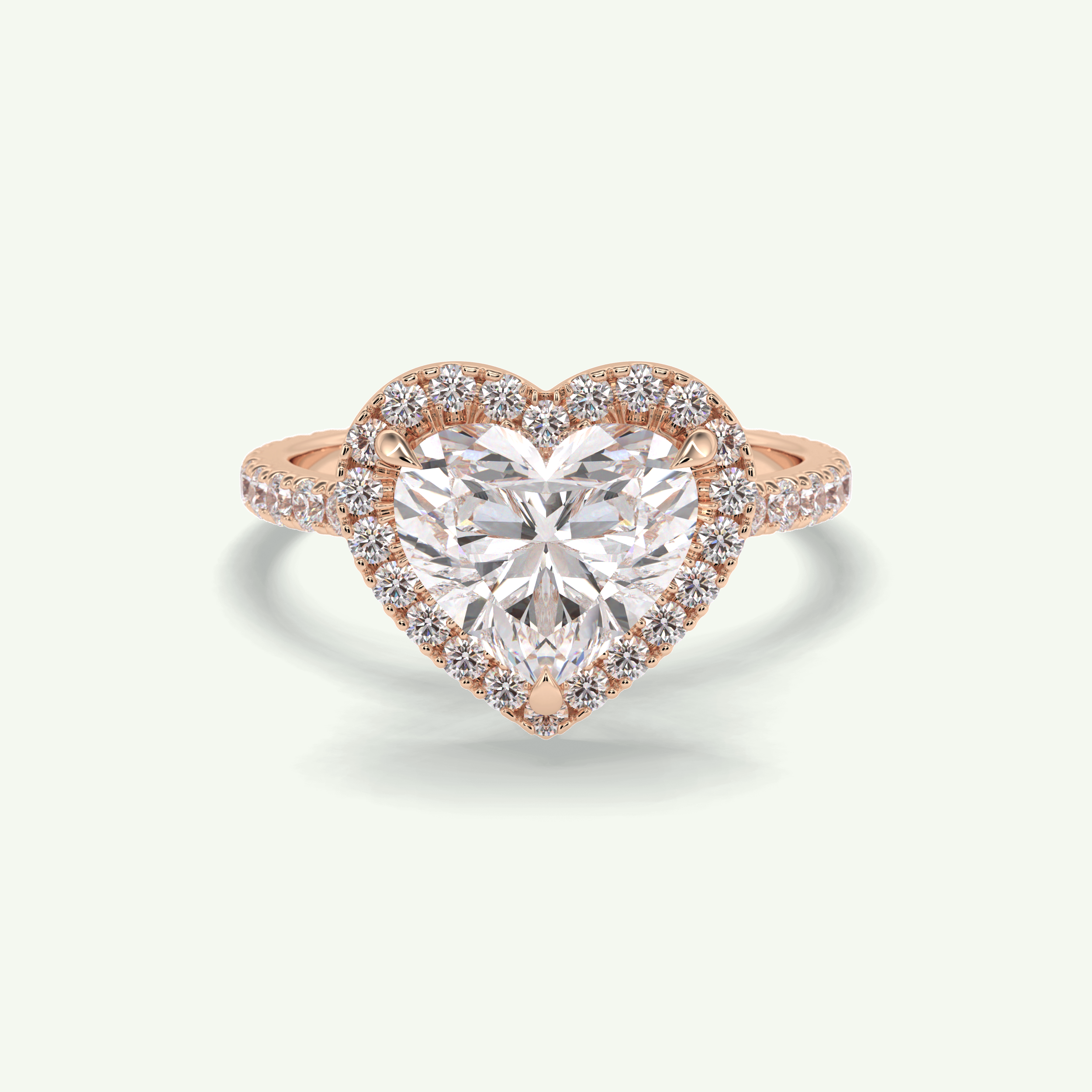 2.55 CT Heart Cut Halo & Pave Lab Grown Diamond Engagement Ring 8
