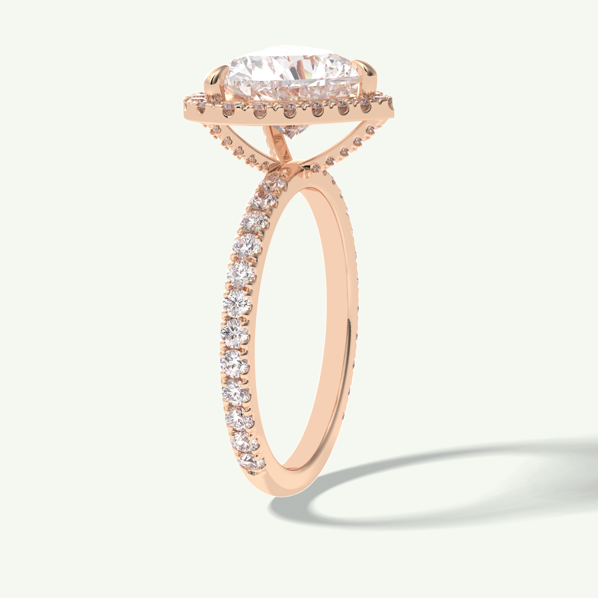 2.55 CT Heart Cut Halo & Pave Lab Grown Diamond Engagement Ring 12