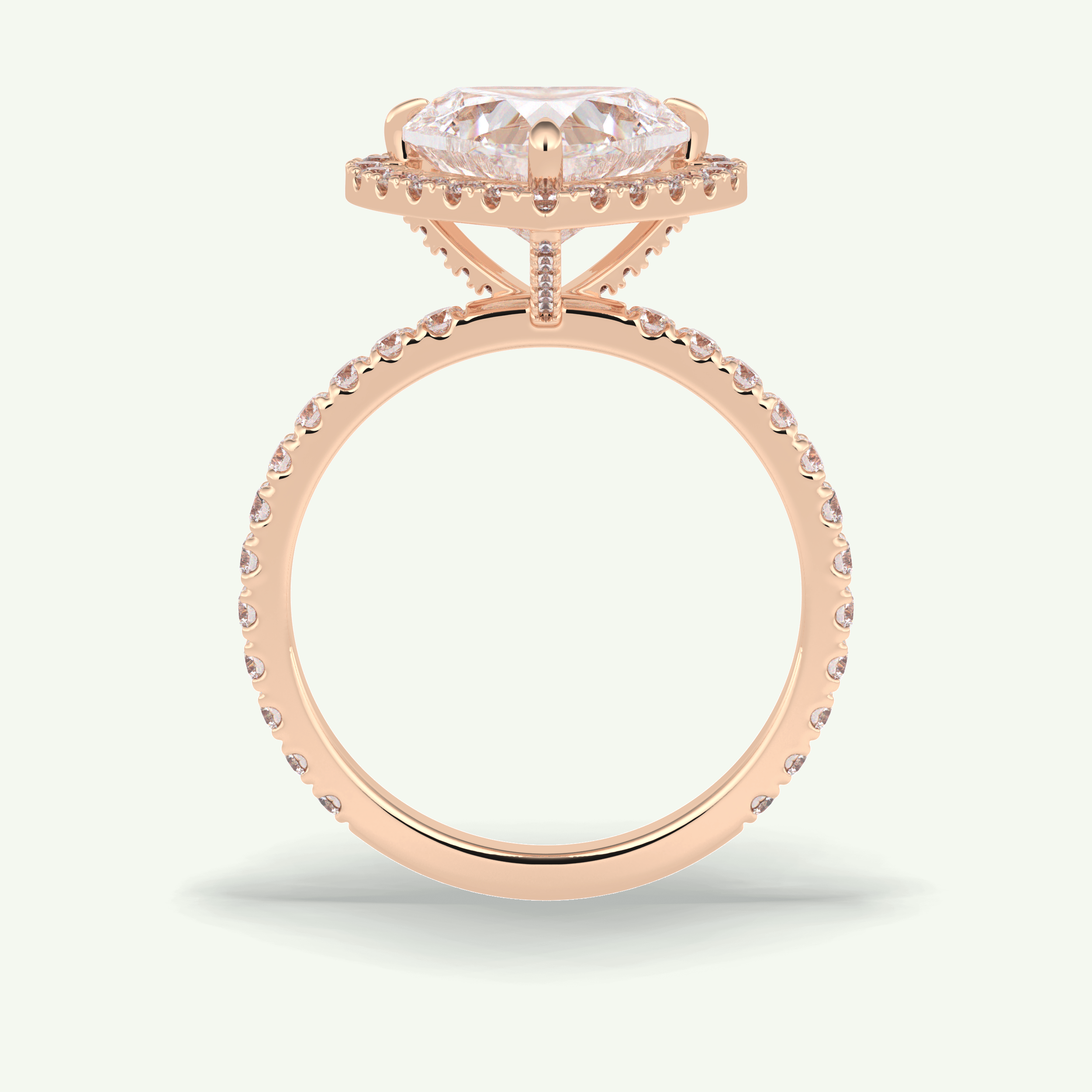 2.55 CT Heart Cut Halo & Pave Lab Grown Diamond Engagement Ring 14