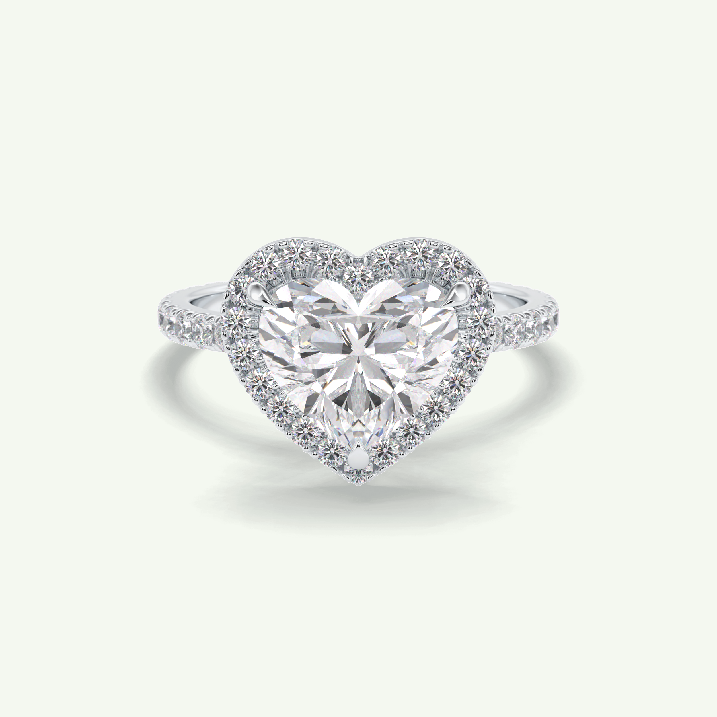 2.55 CT Heart Cut Halo & Pave Lab Grown Diamond Engagement Ring 15