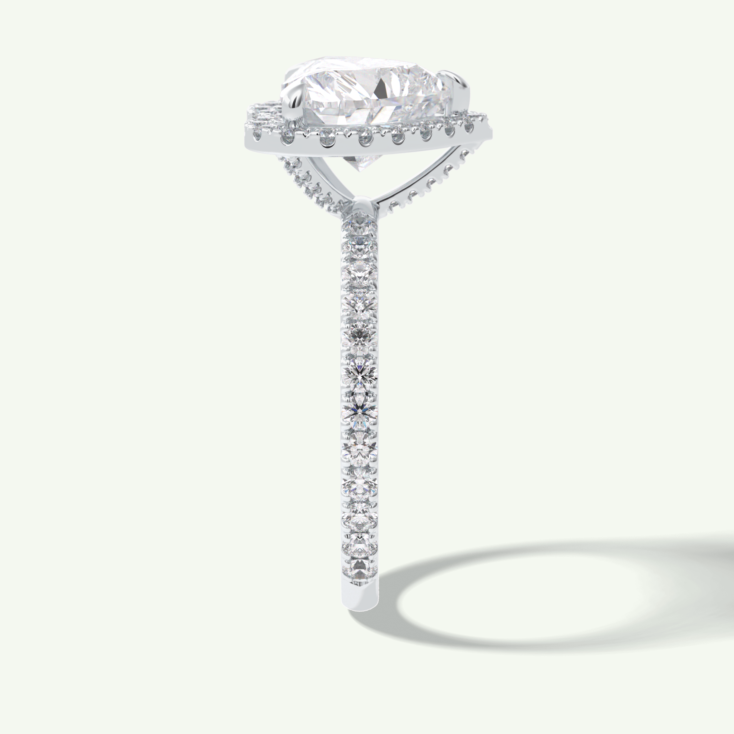 2.55 CT Heart Cut Halo & Pave Lab Grown Diamond Engagement Ring 18