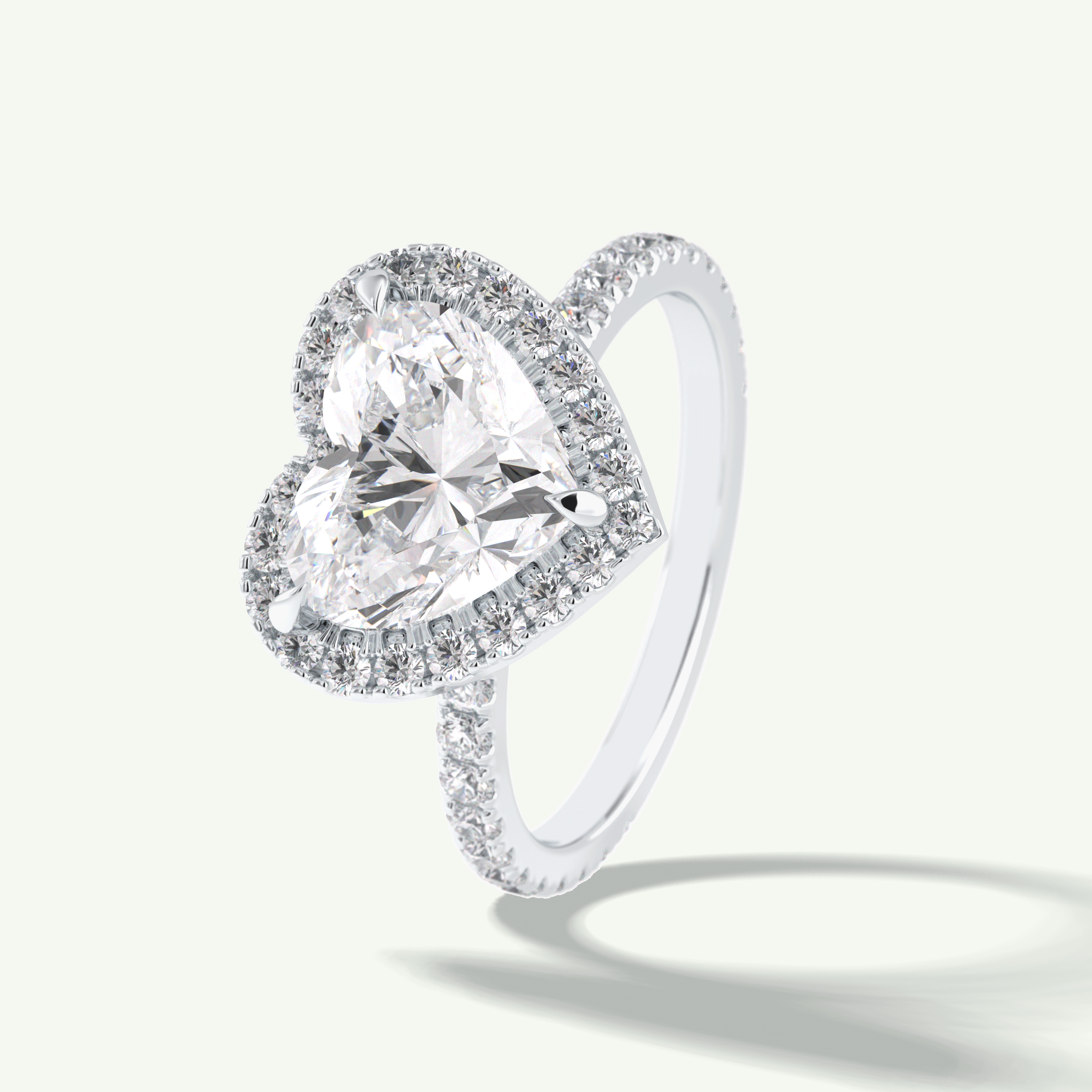 2.55 CT Heart Cut Halo & Pave Lab Grown Diamond Engagement Ring 20