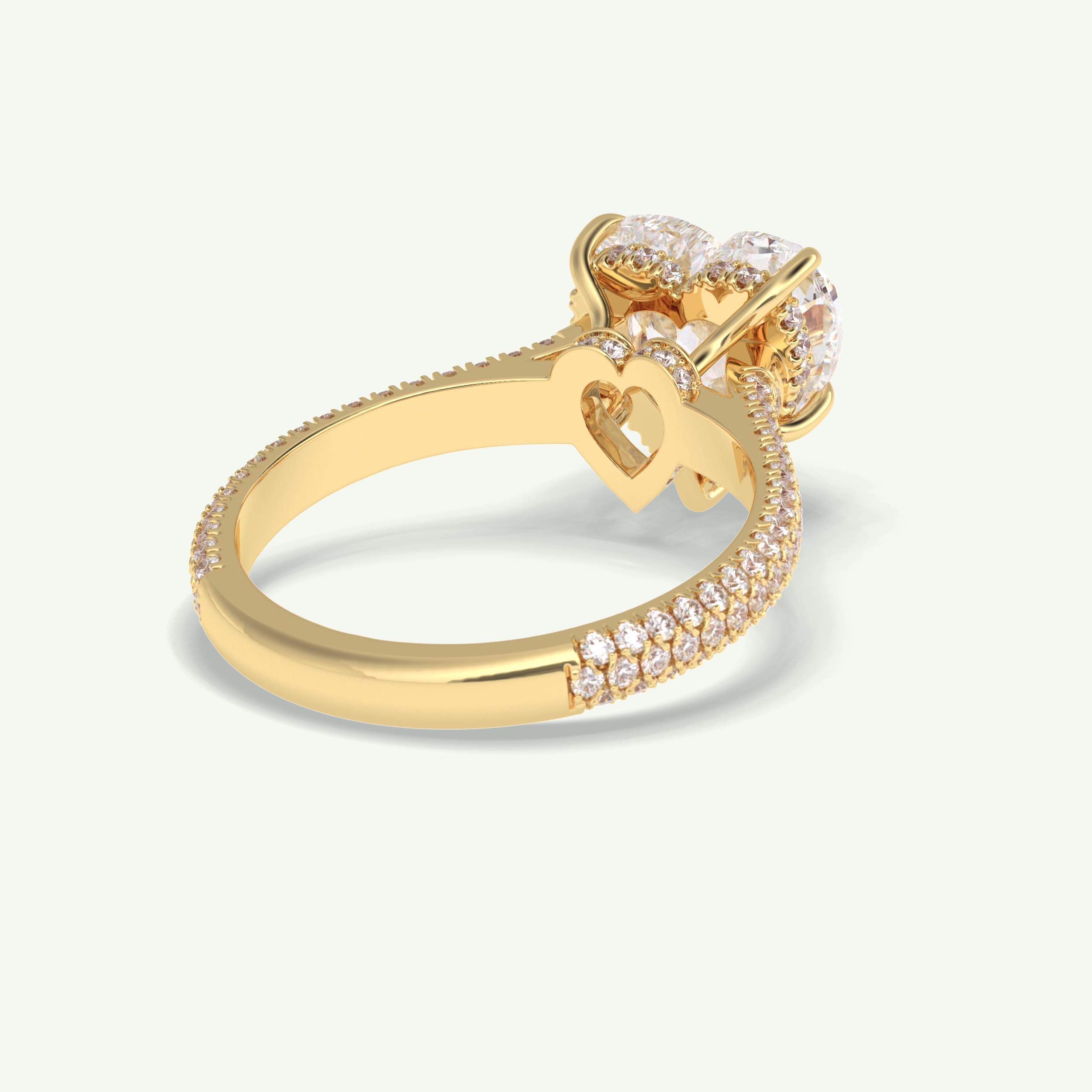 3 CT Heart Cut Hidden Halo & Pave Lab Grown Diamond Engagement Ring 2
