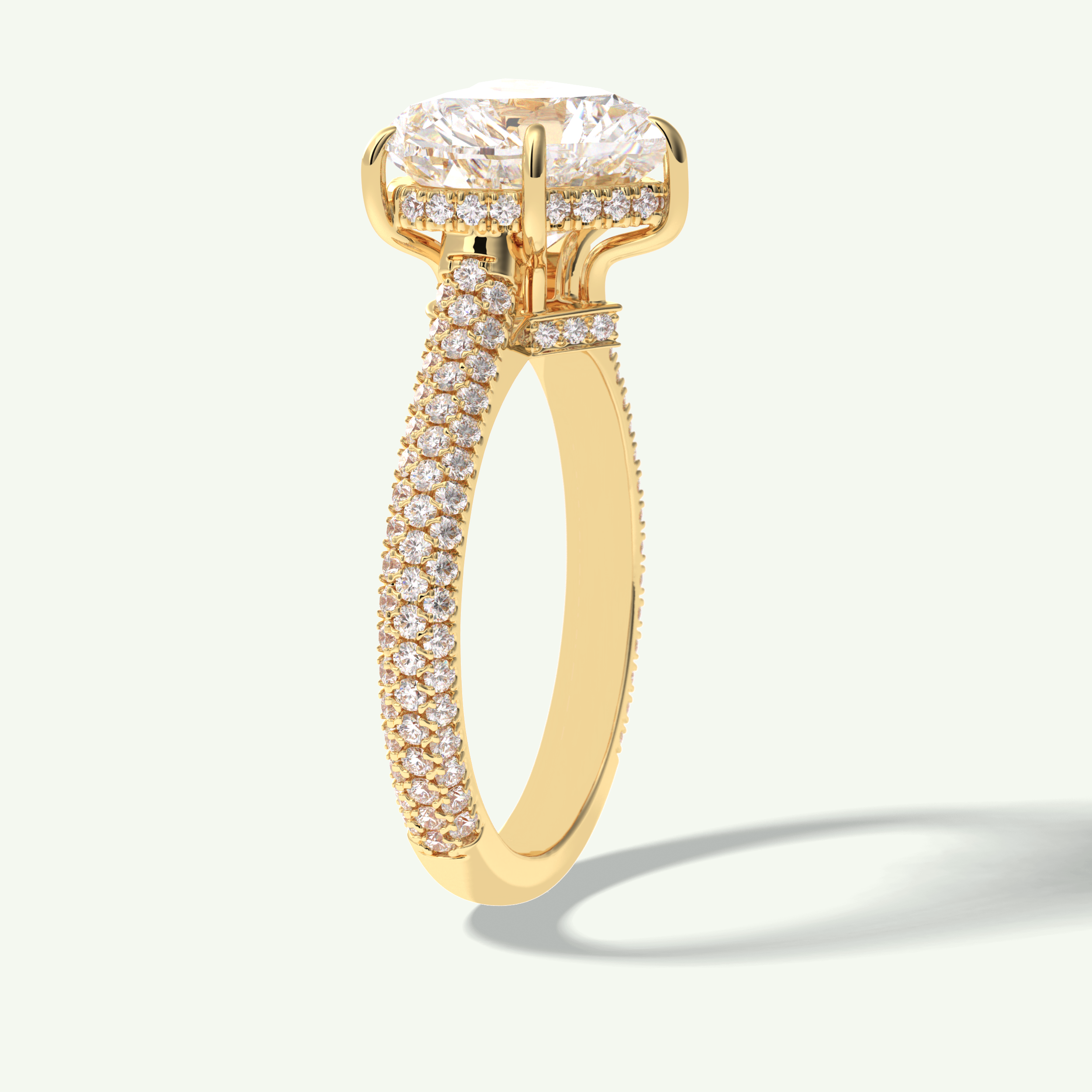 3 CT Heart Cut Hidden Halo & Pave Lab Grown Diamond Engagement Ring 5