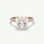3 CT Heart Cut Hidden Halo & Pave Lab Grown Diamond Engagement Ring 8