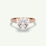 3 CT Heart Cut Hidden Halo & Pave Lab Grown Diamond Engagement Ring 8