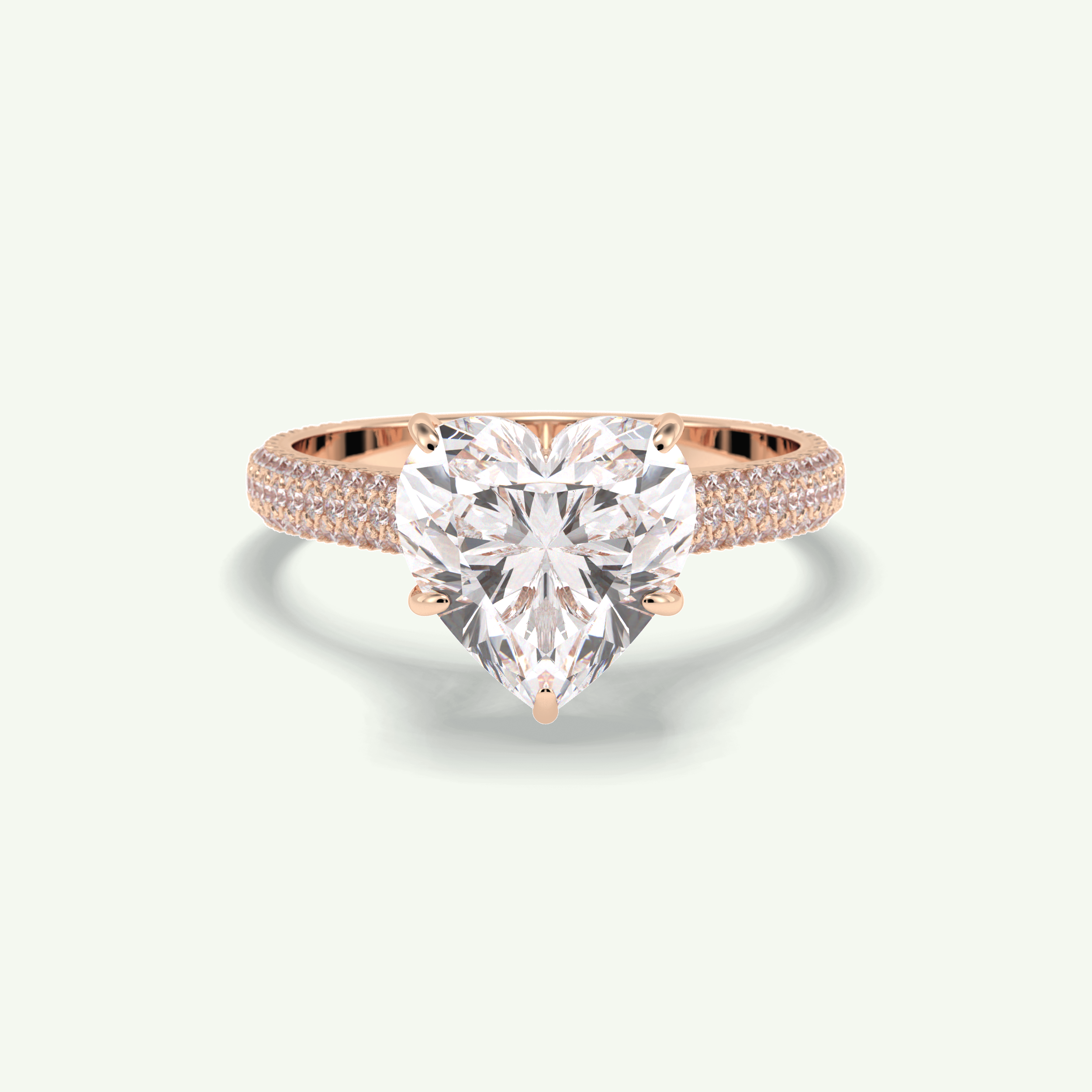 3 CT Heart Cut Hidden Halo & Pave Lab Grown Diamond Engagement Ring 8