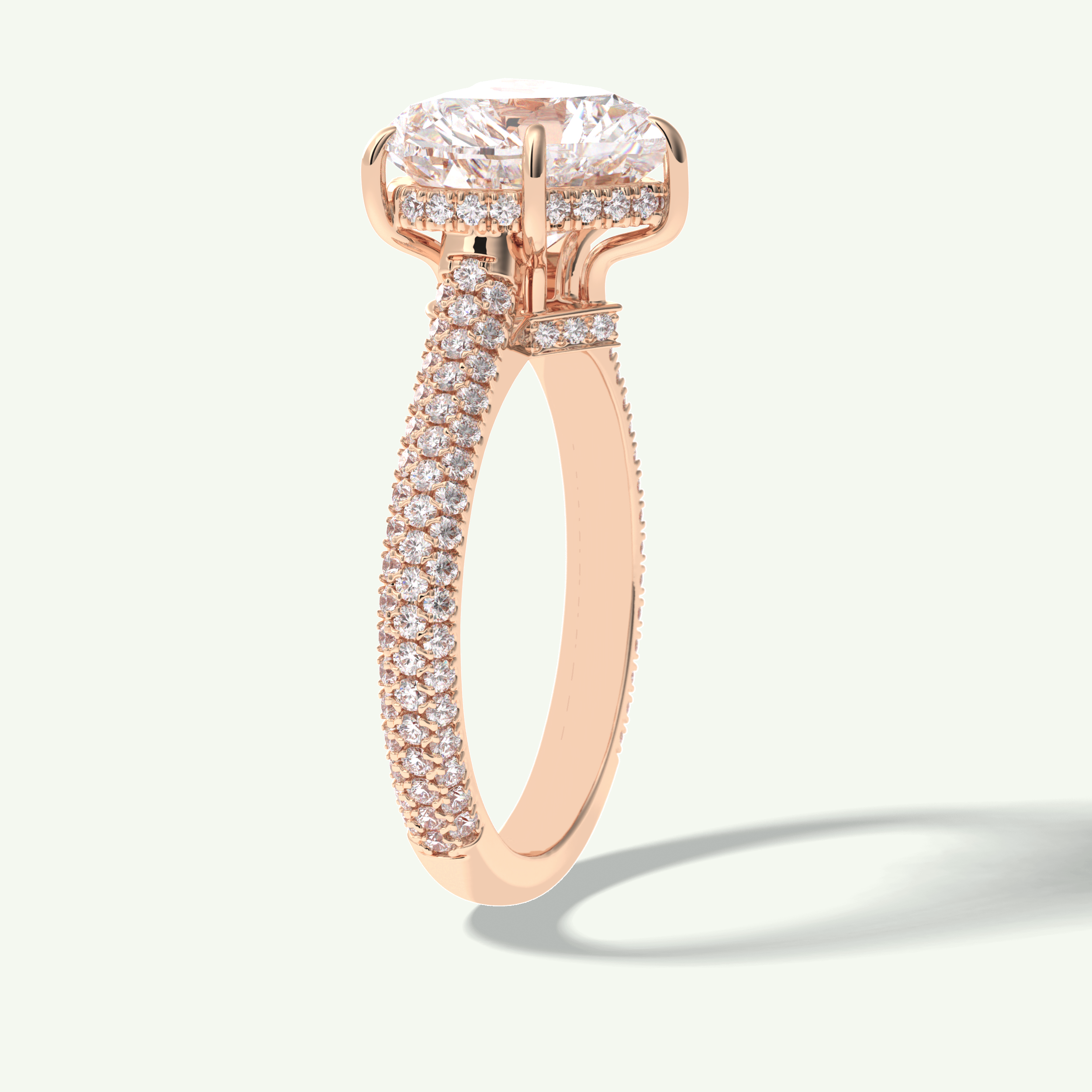 3 CT Heart Cut Hidden Halo & Pave Lab Grown Diamond Engagement Ring 12