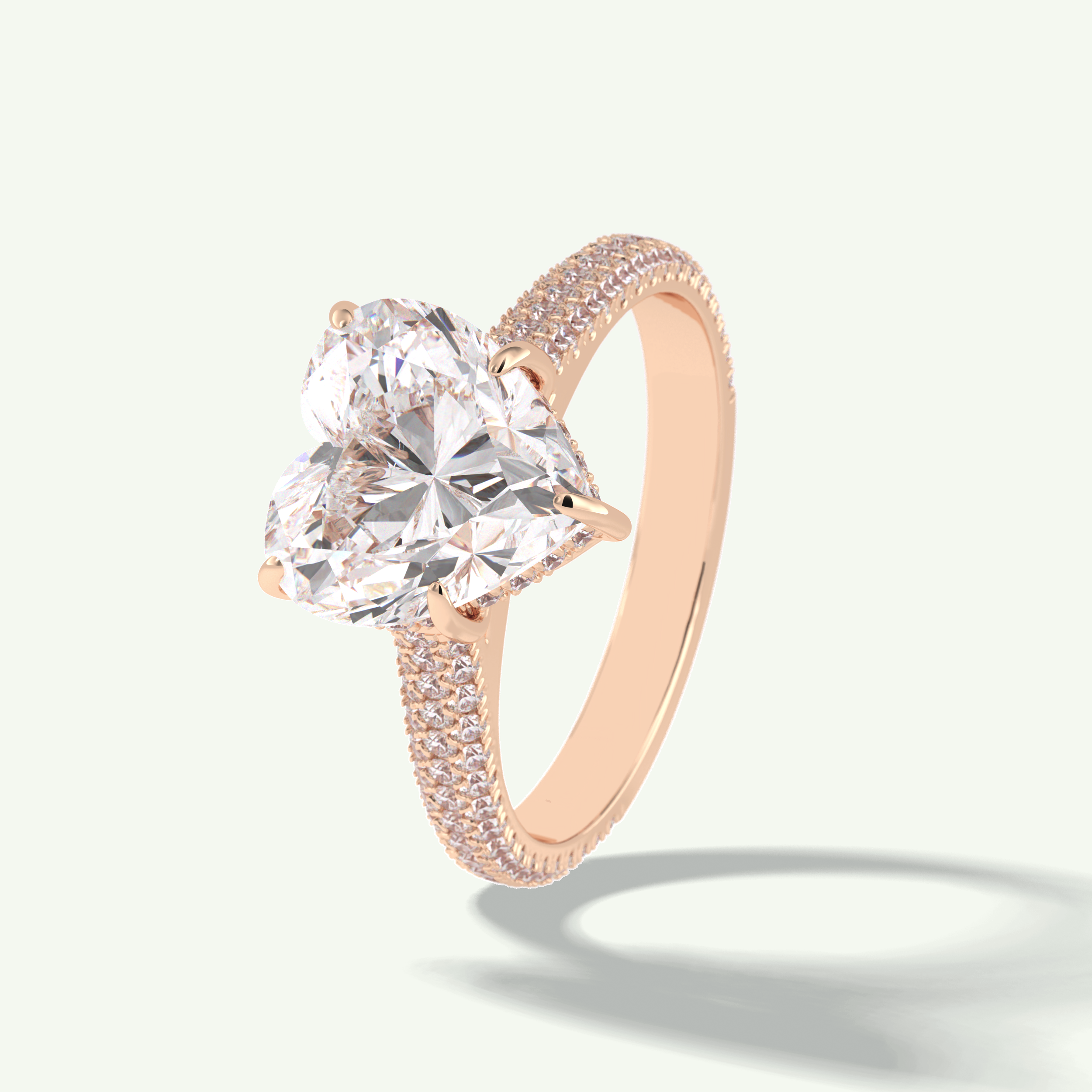 3 CT Heart Cut Hidden Halo & Pave Lab Grown Diamond Engagement Ring 13