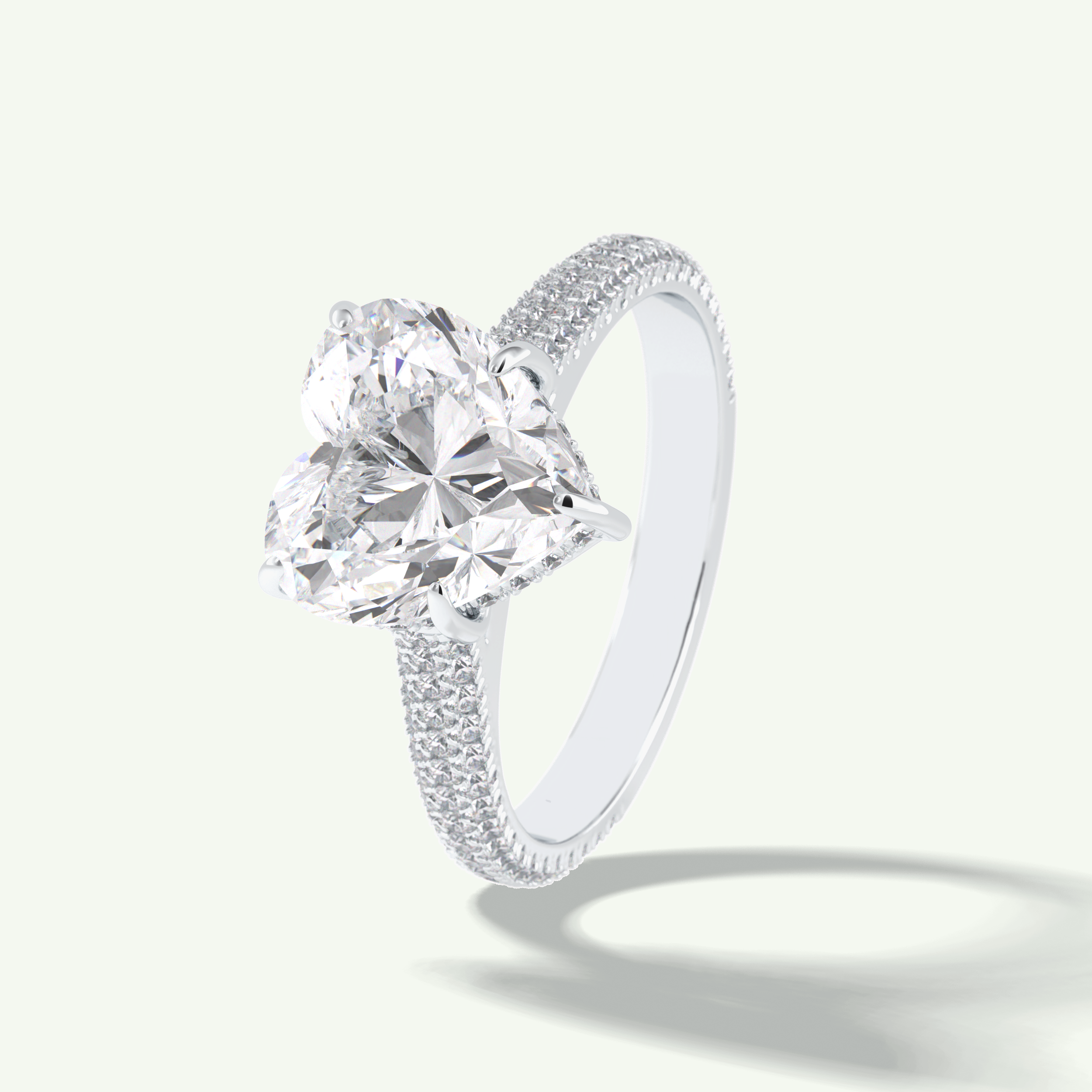 3 CT Heart Cut Hidden Halo & Pave Lab Grown Diamond Engagement Ring 20