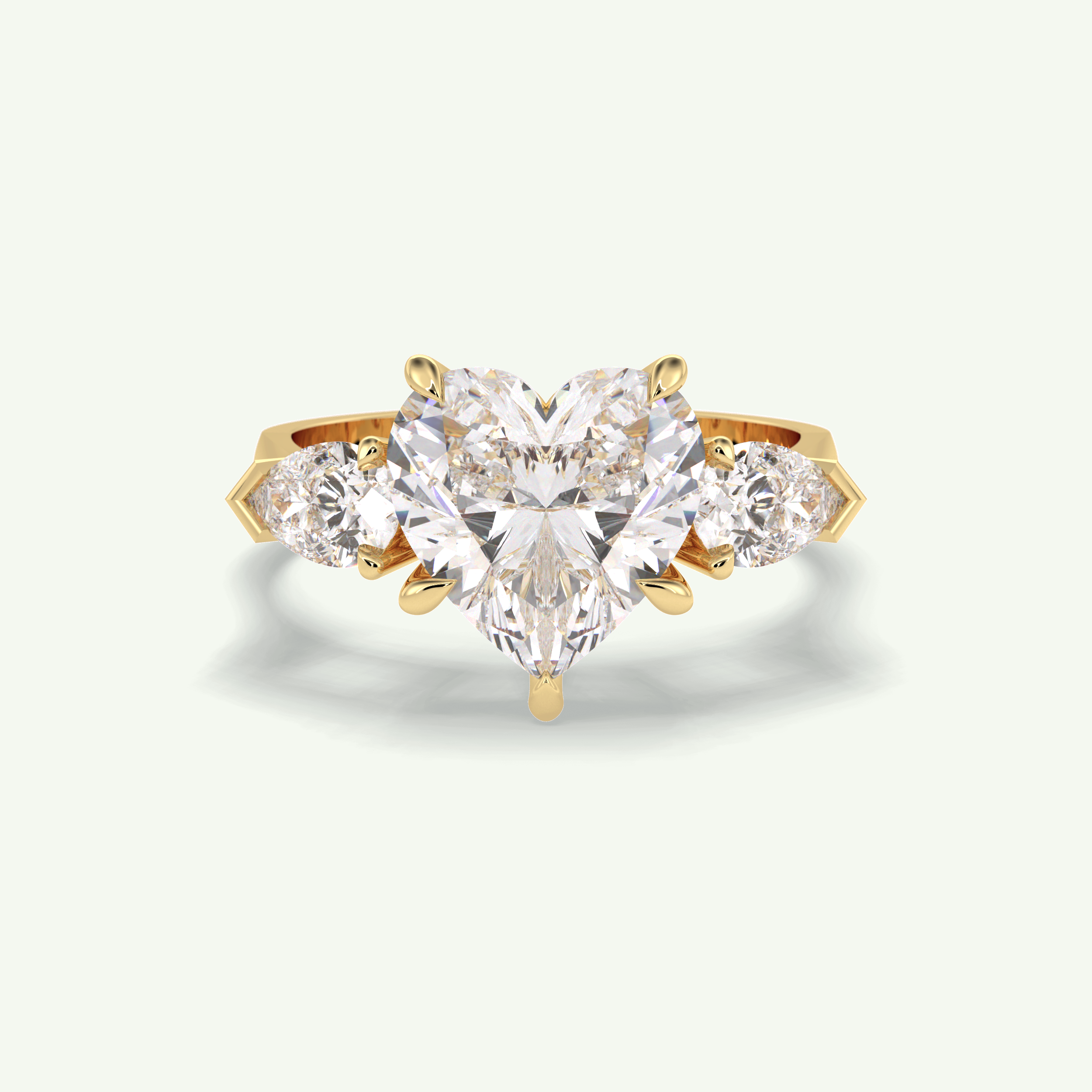3.05 CT Heart Cut Three Stone Lab Grown Diamond Engagement Ring 1