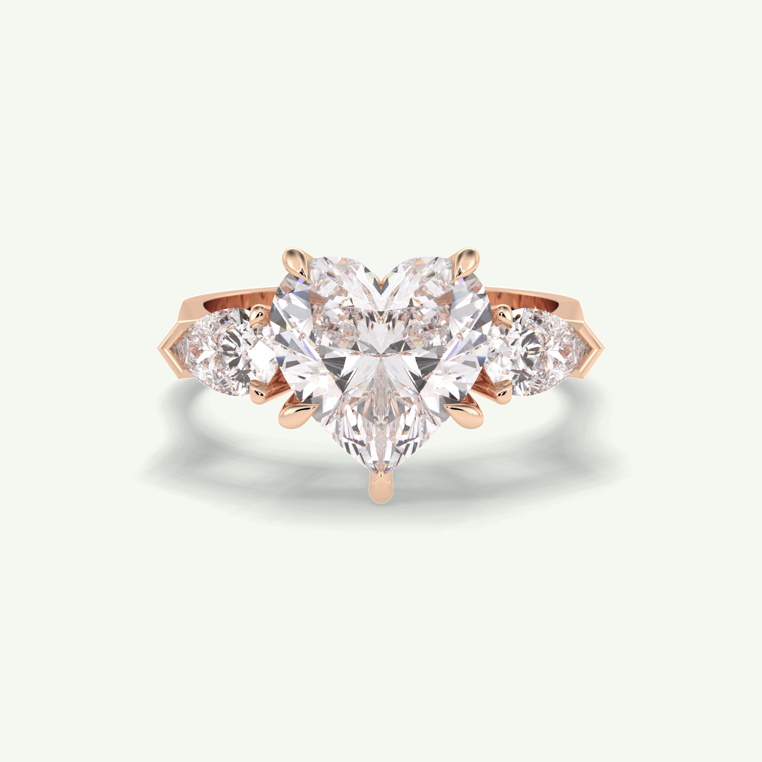 3.05 CT Heart Cut Three Stone Lab Grown Diamond Engagement Ring 8