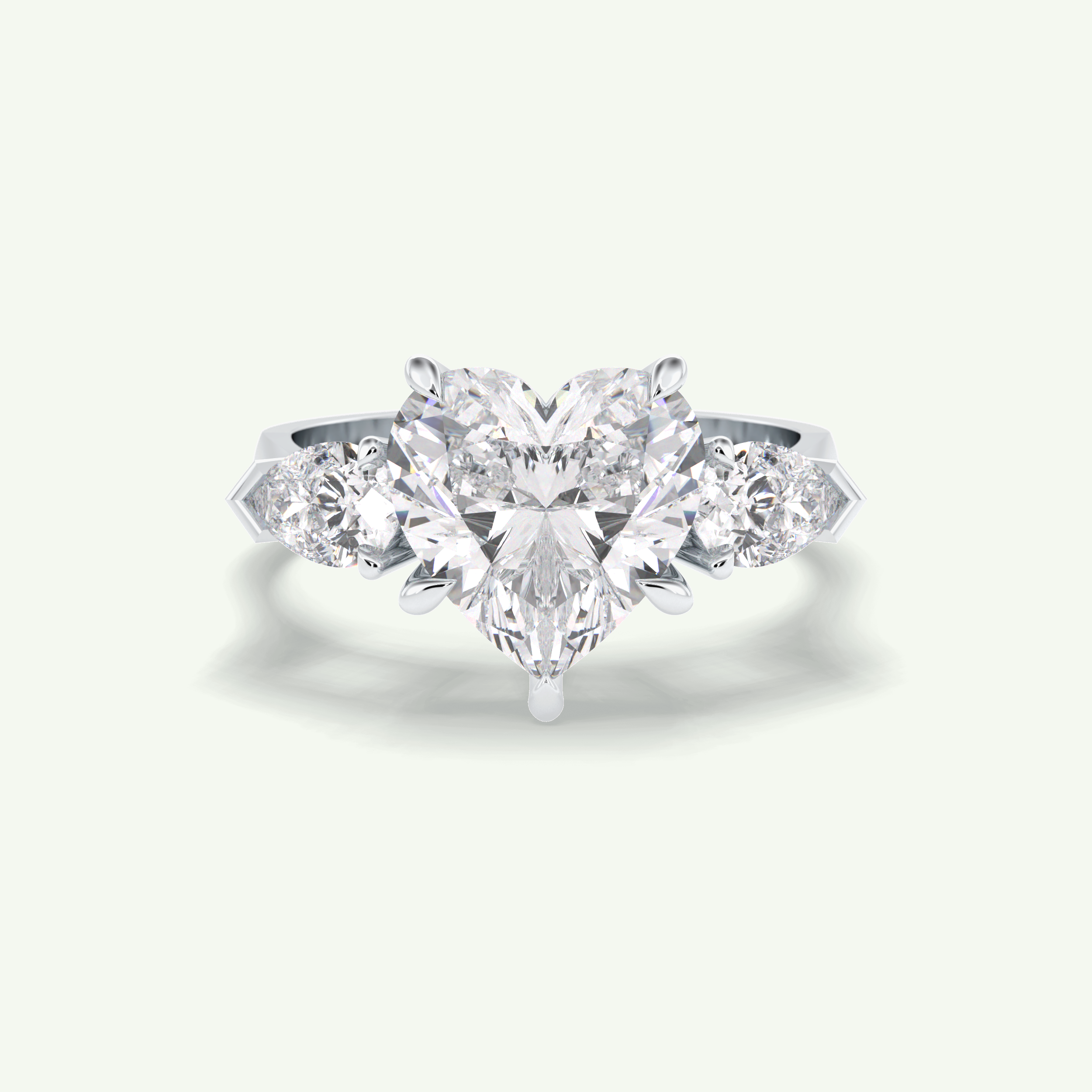 3.05 CT Heart Cut Three Stone Lab Grown Diamond Engagement Ring 15