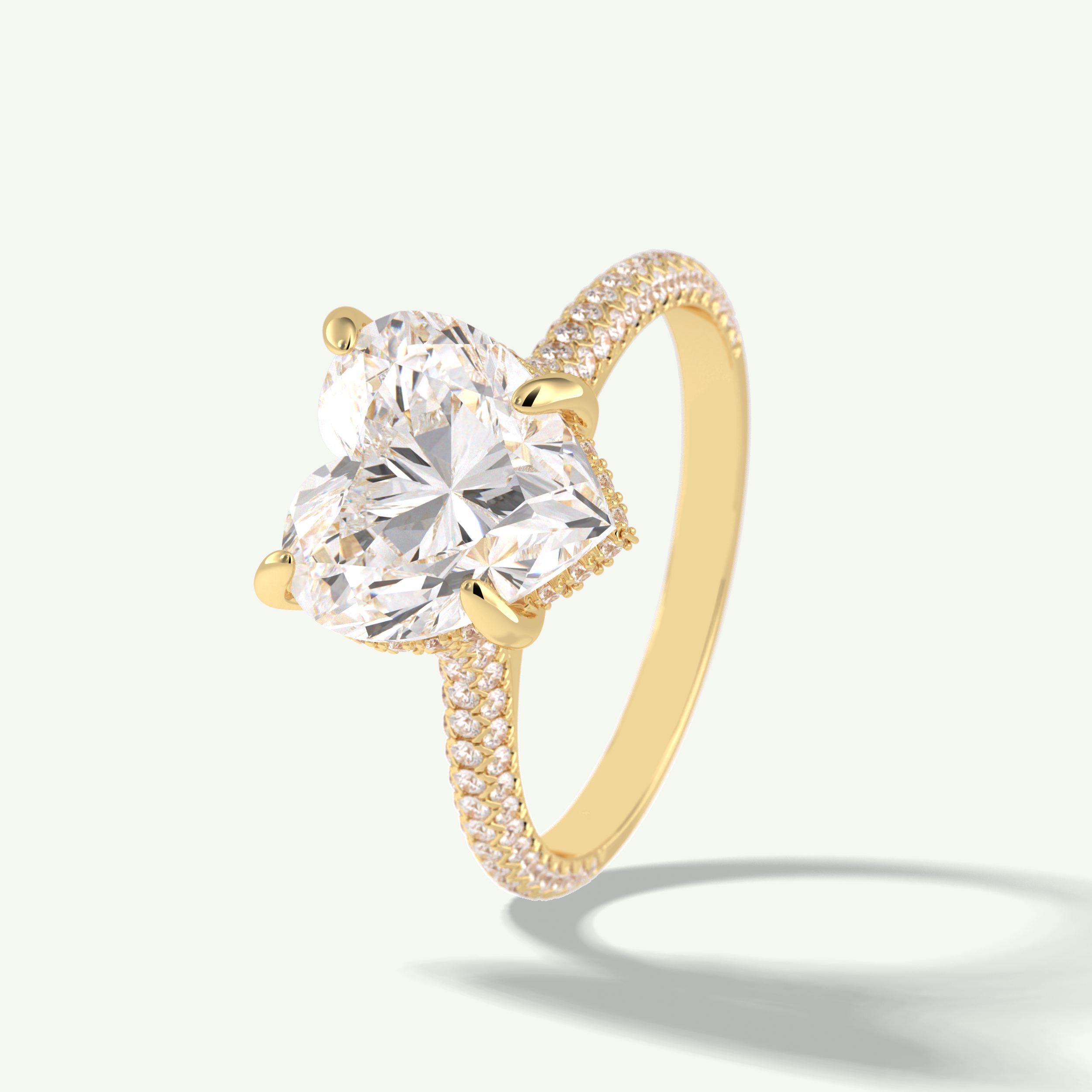 3 CT Heart Cut Hidden Halo & Lab Grown Diamond Engagement Ring 6