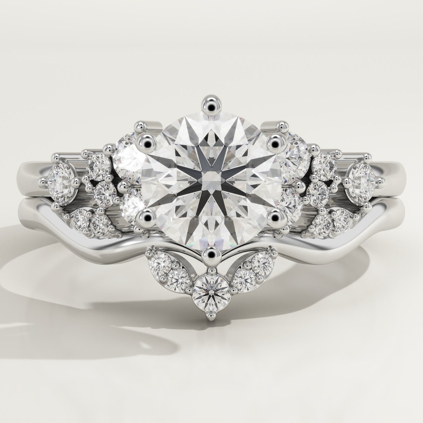 Round Cut Cluster Lab-Grown Diamond Bridal Set
