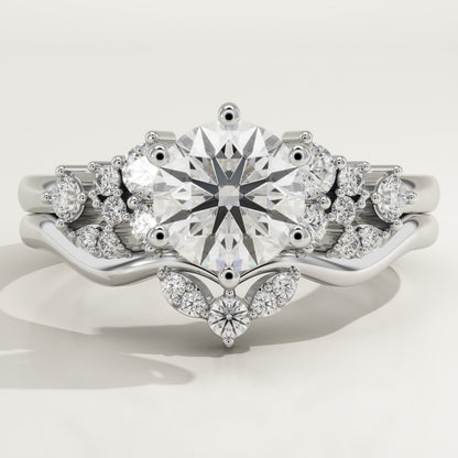 Round Cut Cluster Lab-Grown Diamond Bridal Set