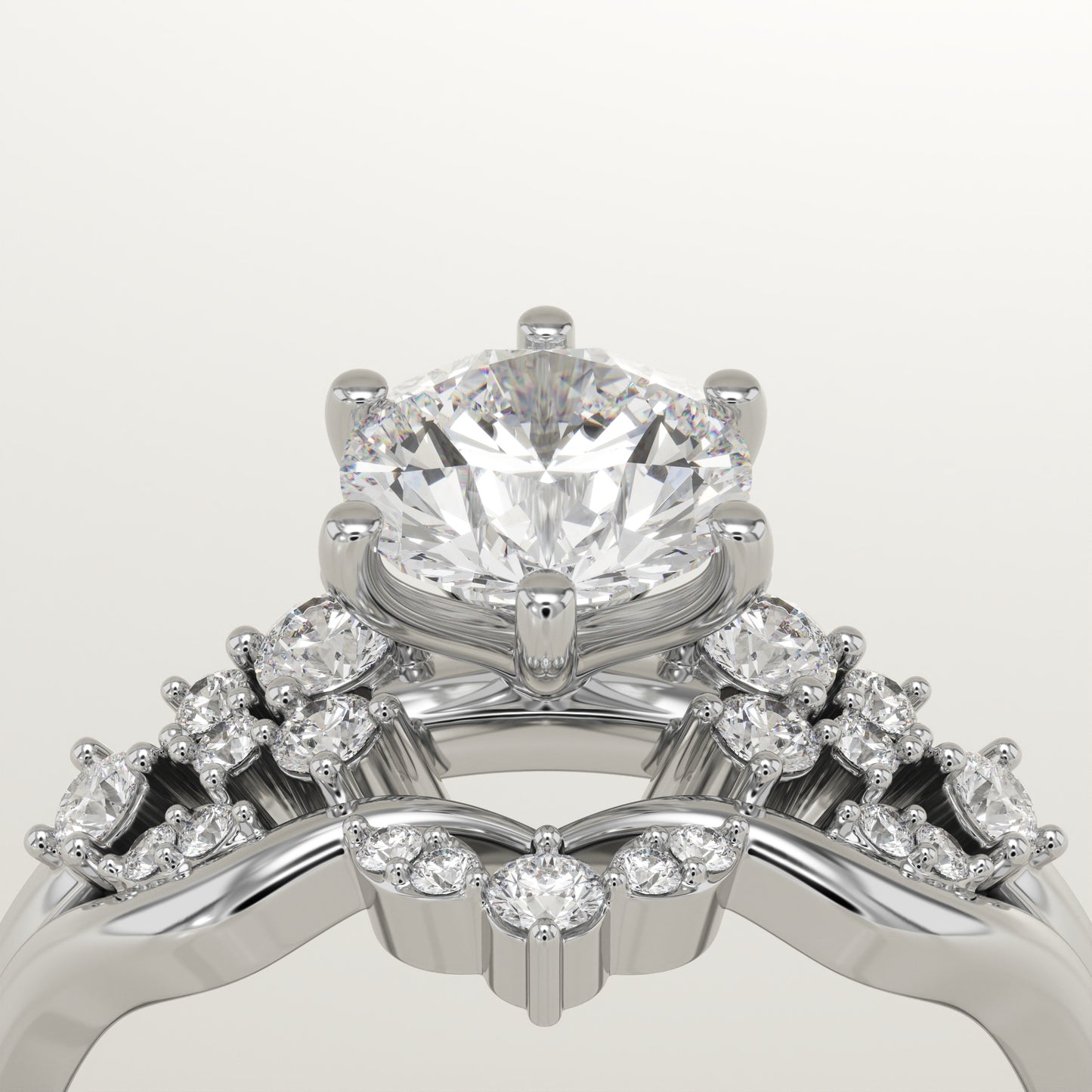 Round Cut Cluster Lab-Grown Diamond Bridal Set