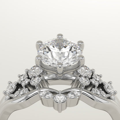 Round Cut Cluster Lab-Grown Diamond Bridal Set