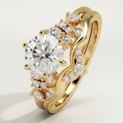 Round Cut Cluster Lab-Grown Diamond Bridal Set