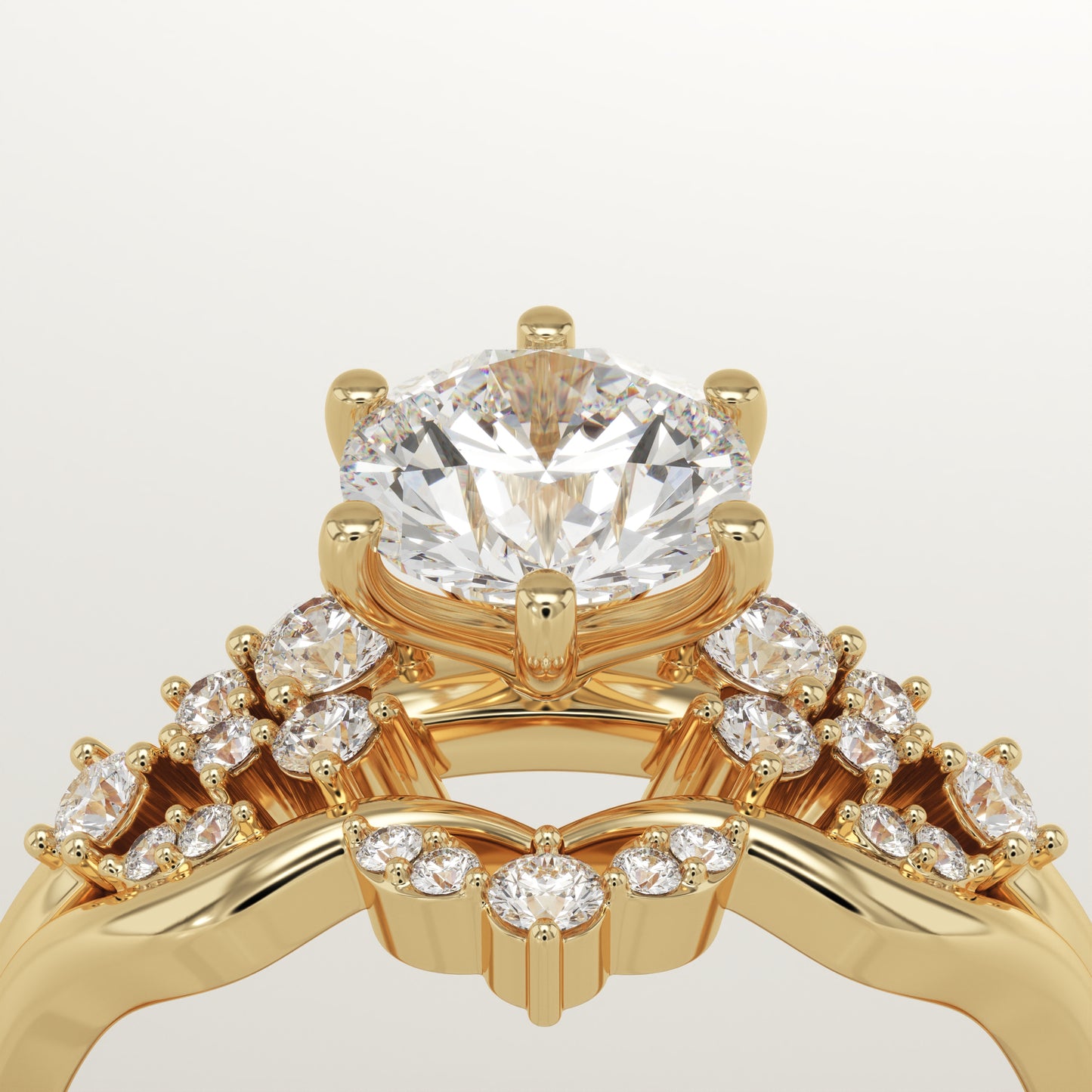 Round Cut Cluster Lab-Grown Diamond Bridal Set
