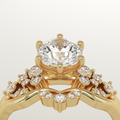 Round Cut Cluster Lab-Grown Diamond Bridal Set