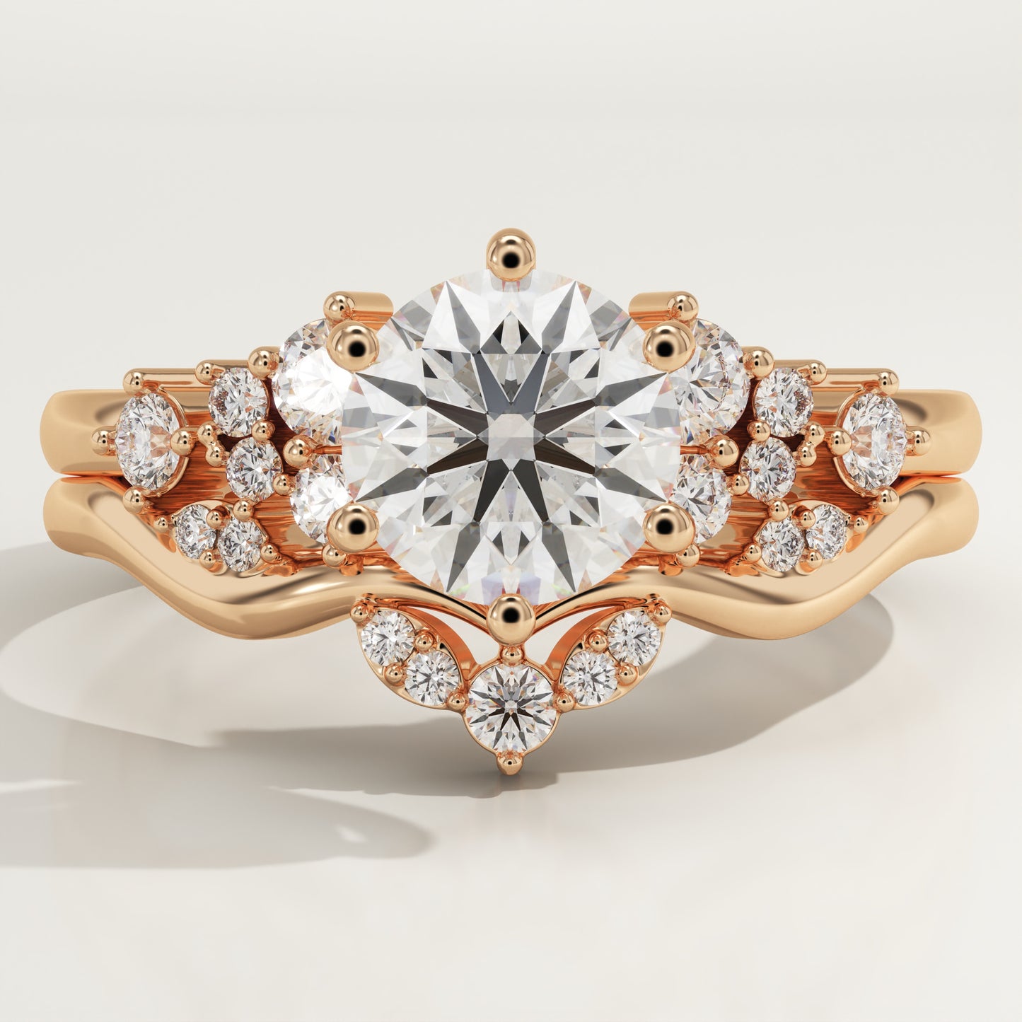 Round Cut Cluster Lab-Grown Diamond Bridal Set
