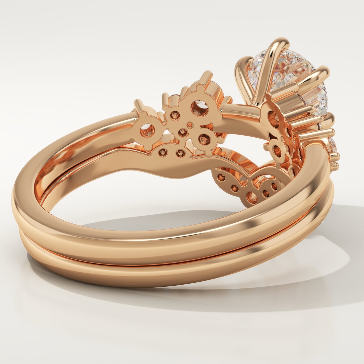 Round Cut Cluster Lab-Grown Diamond Bridal Set