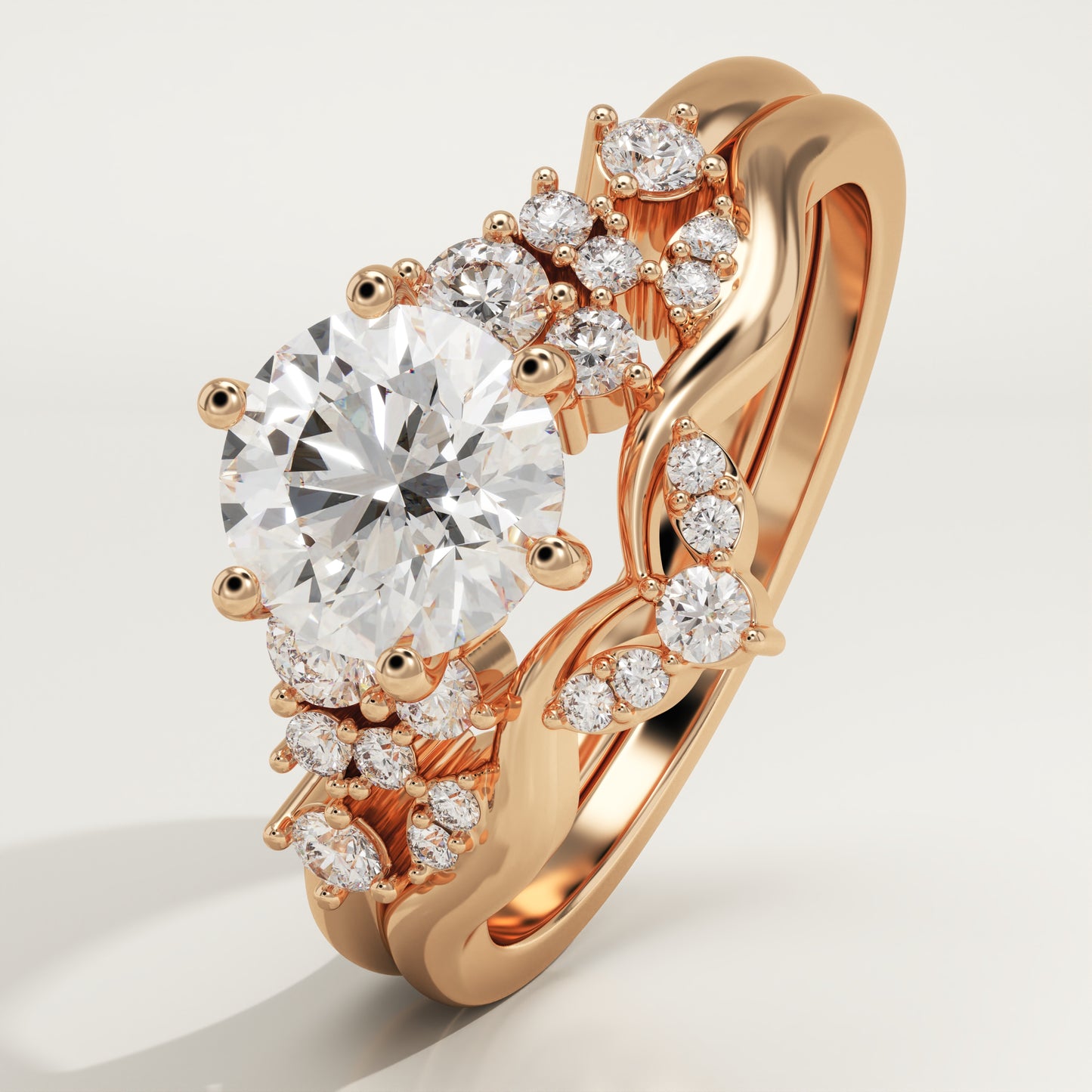 Round Cut Cluster Lab-Grown Diamond Bridal Set