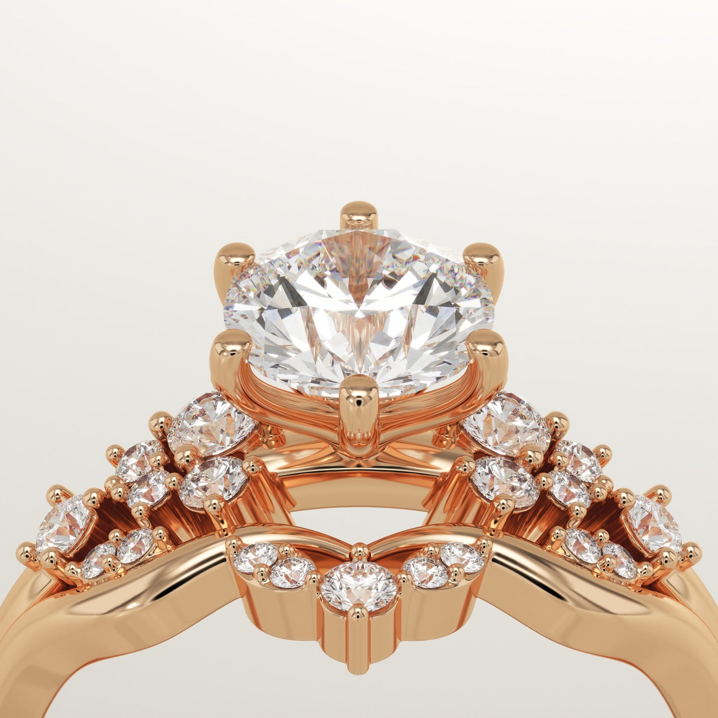Round Cut Cluster Lab-Grown Diamond Bridal Set
