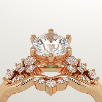 Round Cut Cluster Lab-Grown Diamond Bridal Set