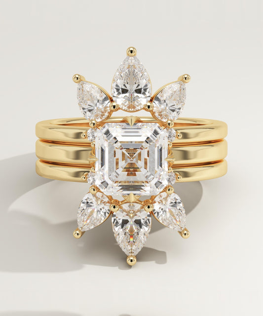 Asscher Cut Cluster Lab-Grown Diamond Bridal Set