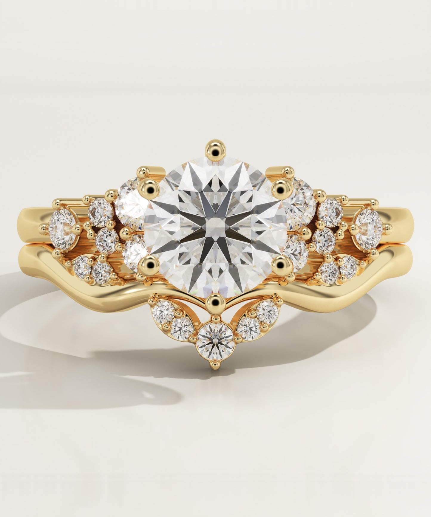 Round Cut Cluster Lab-Grown Diamond Bridal Set