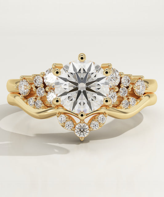 Round Cut Cluster Lab-Grown Diamond Bridal Set