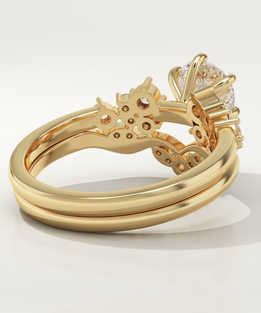 Round Cut Cluster Lab-Grown Diamond Bridal Set