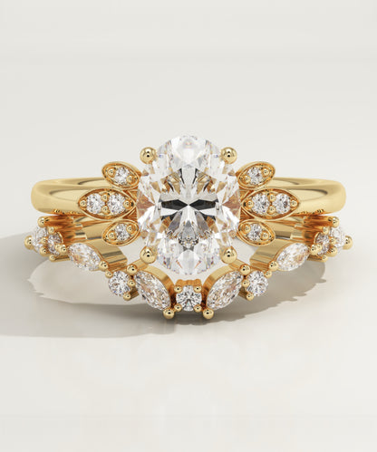 Oval Cut Cluster Lab-Grown Diamond Bridal Set